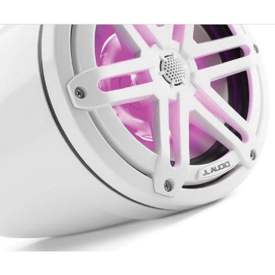 JL Audio M3 7.7in Enclosed Tower Speakers White Sport Grille with RGB LED