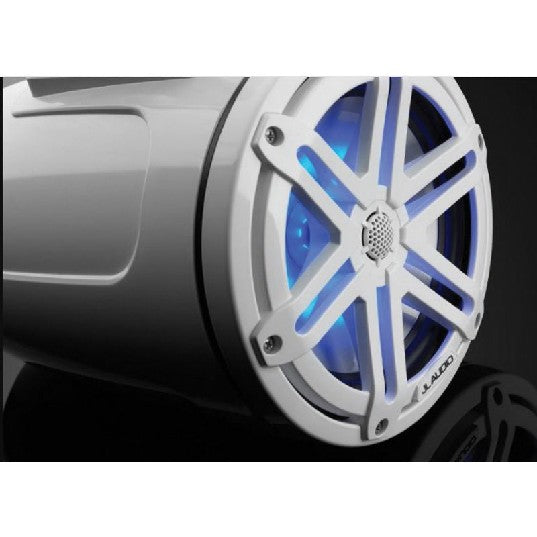 JL Audio M3 7.7in Enclosed Tower Speakers White Sport Grille with RGB LED