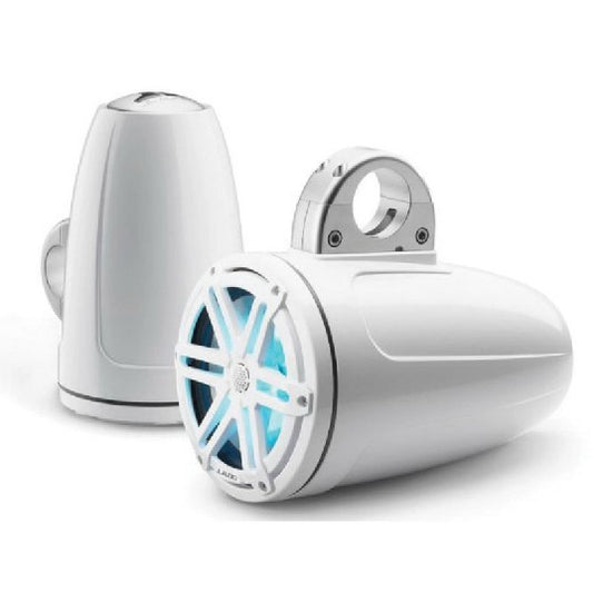 JL Audio M3 7.7in Enclosed Tower Speakers White Sport Grille with RGB LED