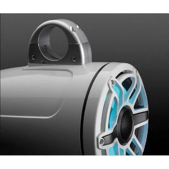 JL Audio M6 8.8in Enclosed Tower Speakers White Sport Grill with RGB LED
