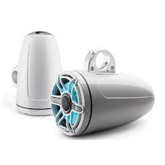 JL Audio M6 8.8in Enclosed Tower Speakers White Sport Grill with RGB LED