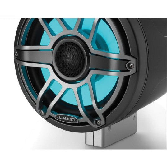 JL Audio M6 8.8in Enclosed Tower Speakers Titanium Sport Grill with RGB LED