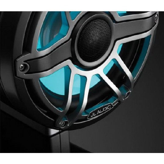 JL Audio M6 8.8in Enclosed Tower Speakers Titanium Sport Grill with RGB LED