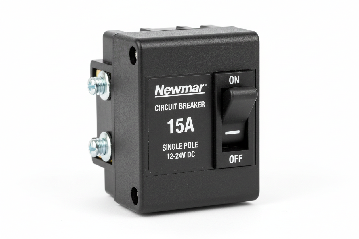 Newmar 15 Amp Single Pole Breaker W/ Black Throw