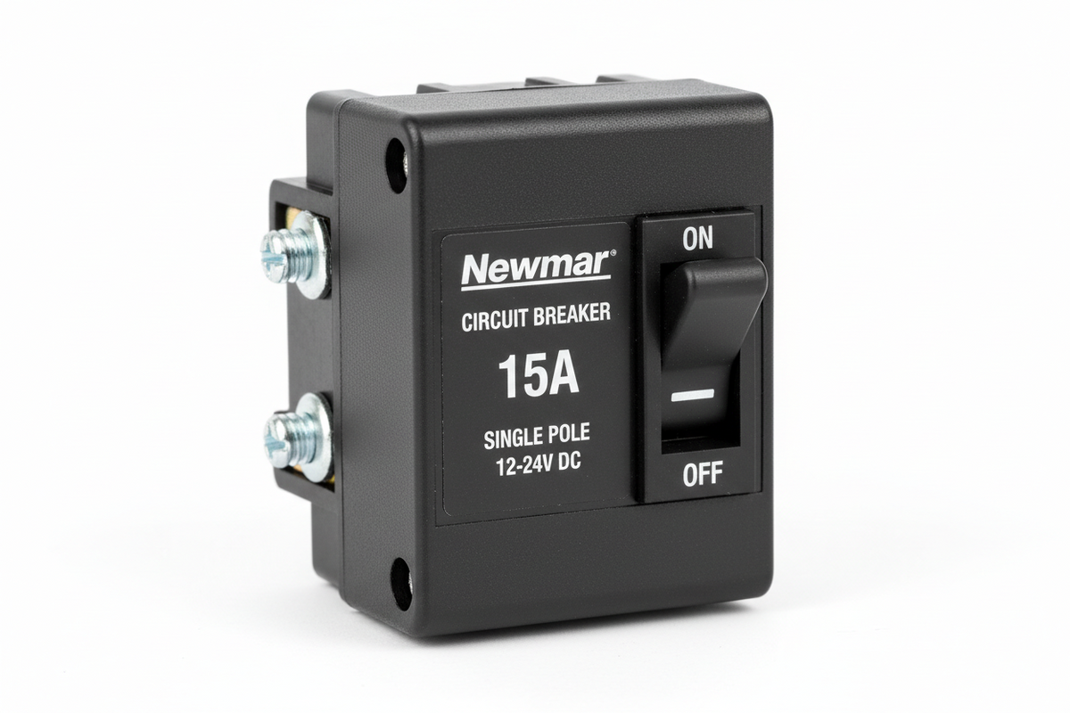 Newmar 15 Amp Single Pole Breaker W/ Black Throw
