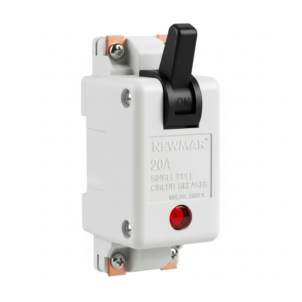 Newmar 20 Amp Single Pole Breaker W/ Black Throw