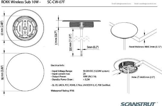 SCANSTRUT ROKK Wireless - Sub. Waterproof wireless charger 12/24V | SC-CW-07E | SC-CW-07E *ON SALE WHILE SUPPLIES LAST*