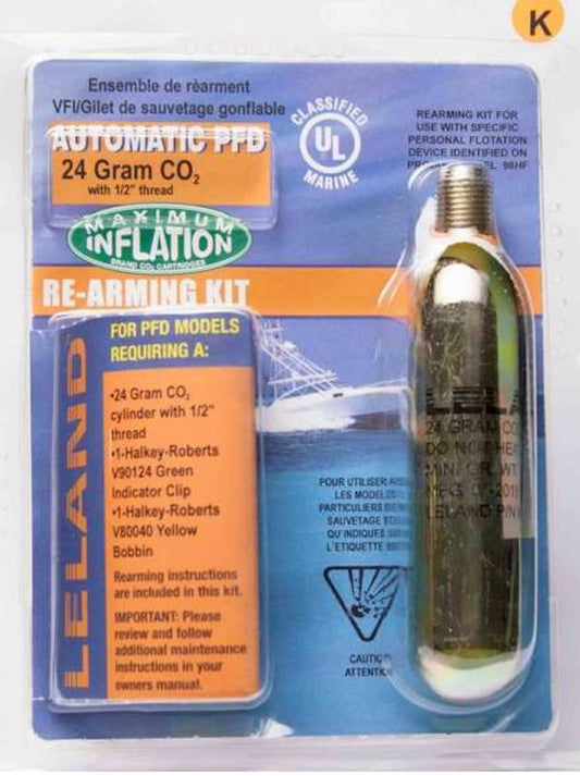 LELAND Inflatable Life Jacket Rearming Kit, Automatic, 24 g., 1/2" Threaded