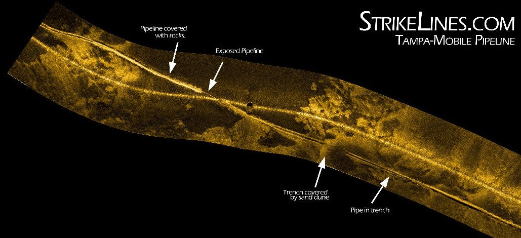 StrikeLines Gulfstream Pipeline Waypoints With Sidescan Imaging Simrad, Lowrance, B&G, Mercury Vessel View
